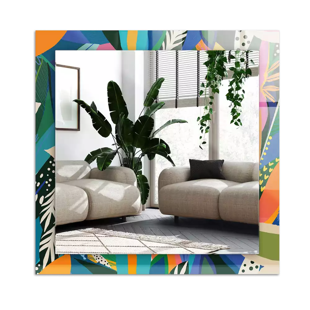 Dekorativ spegel med tryck Färgglada abstrakta blommor