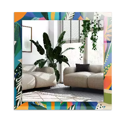 Dekorativ spegel med tryck Färgglada abstrakta blommor