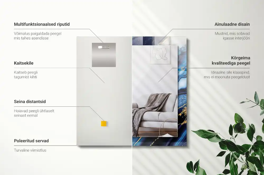 Rektangulär spegel med tryck Abstrakt marmorkonst