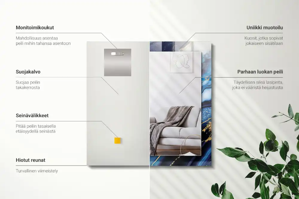 Rektangulär spegel med tryck Abstrakt marmorkonst