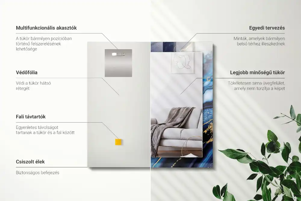 Rektangulär spegel med tryck Abstrakt marmorkonst