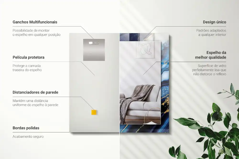 Rektangulär spegel med tryck Abstrakt marmorkonst