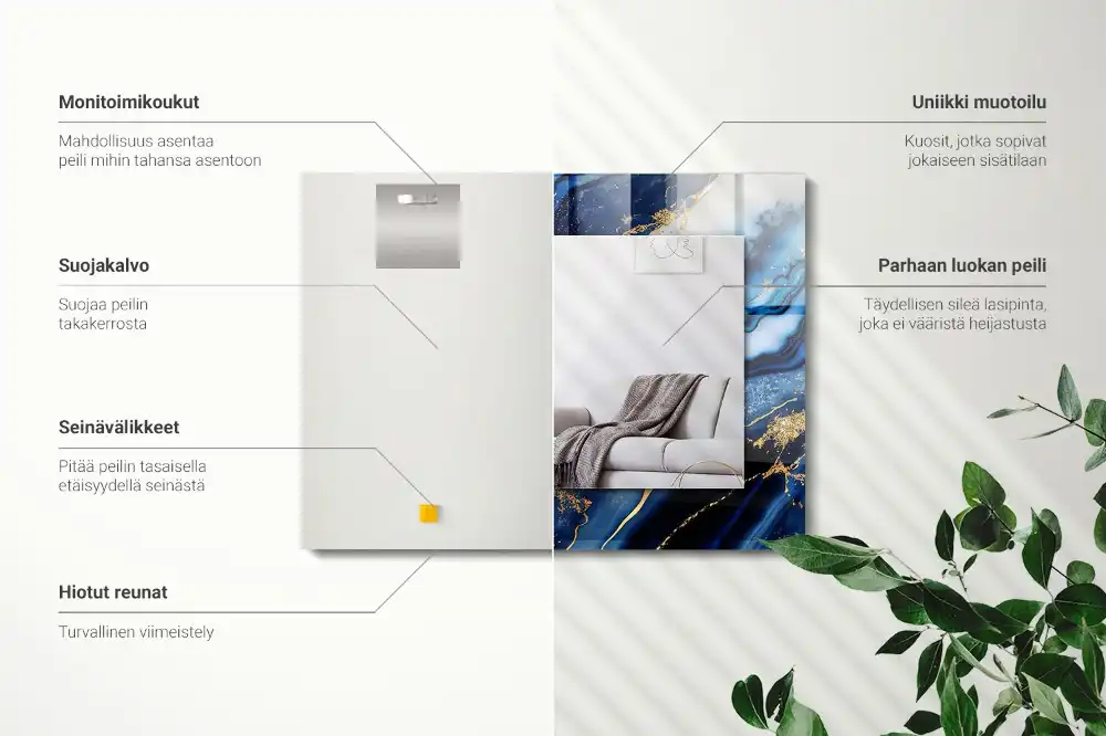 Rektangulär spegel med tryck Abstrakt marmorkonst
