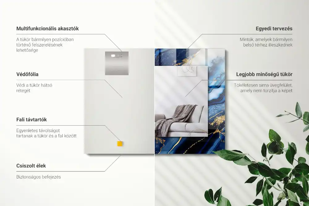 Rektangulär spegel med tryck Abstrakt marmorkonst