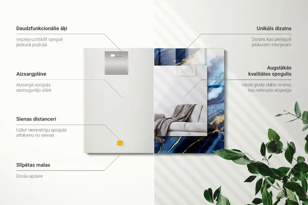 Rektangulär spegel med tryck Abstrakt marmorkonst