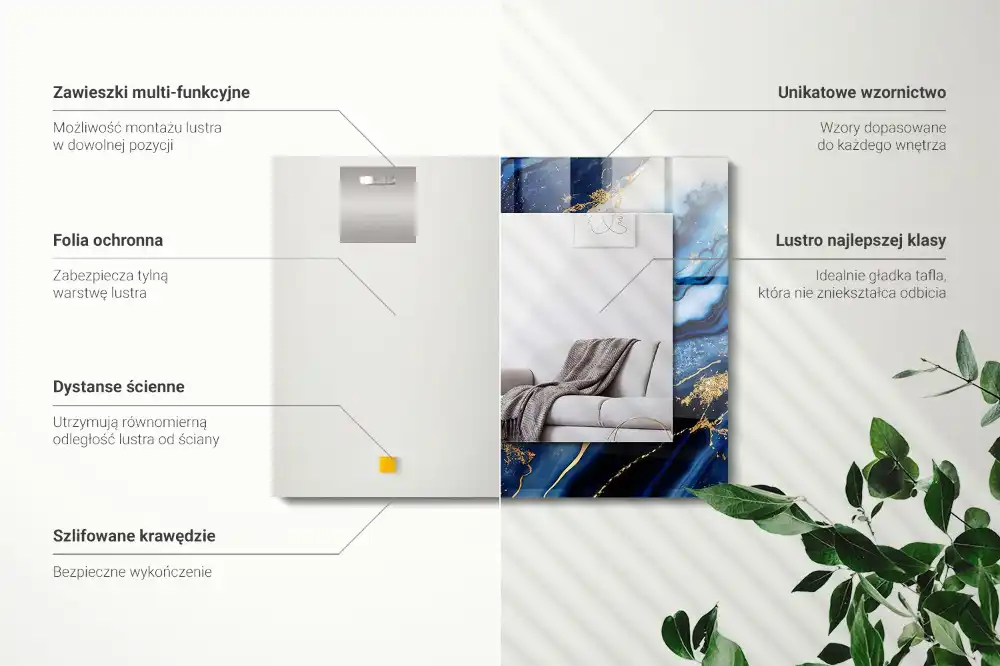 Rektangulär spegel med tryck Abstrakt marmorkonst