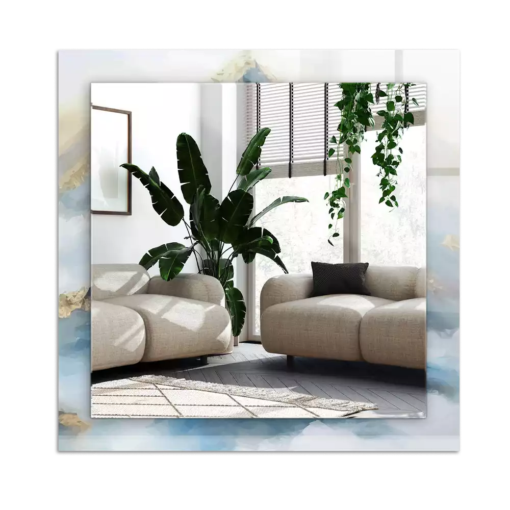 Dekorativ spegel med tryck Berg i dimman