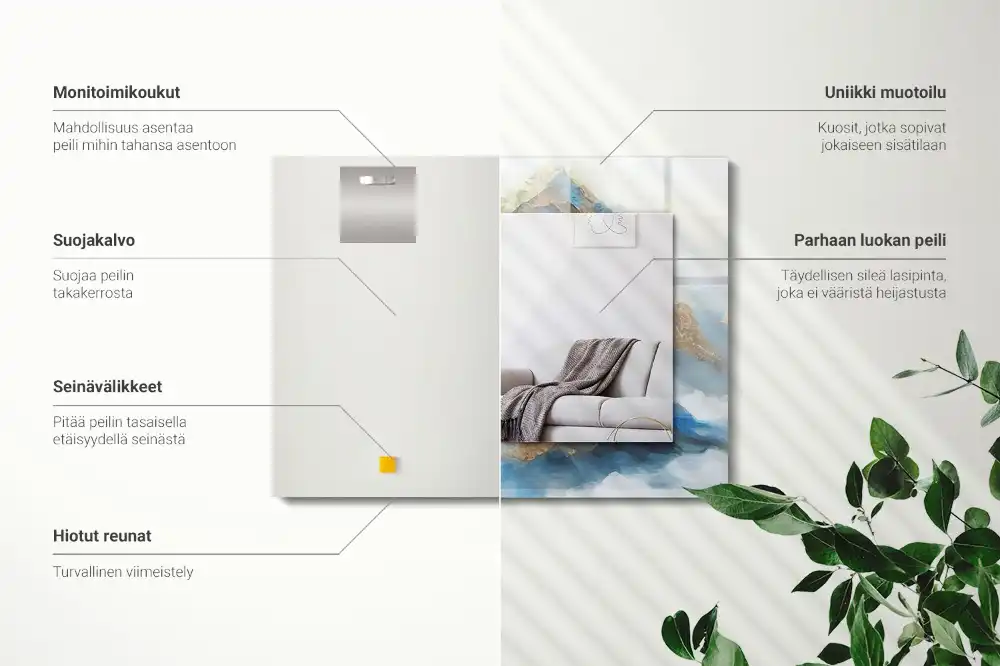 Dekorativ spegel med tryck Berg i dimman