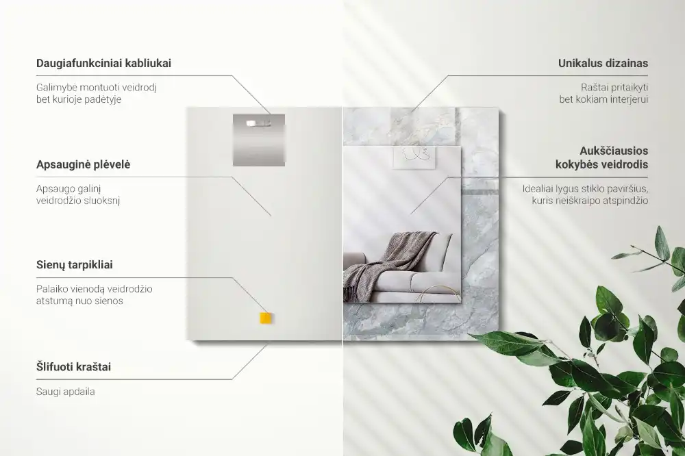 Dekorativ spegel med tryck Marmor med grå ådror
