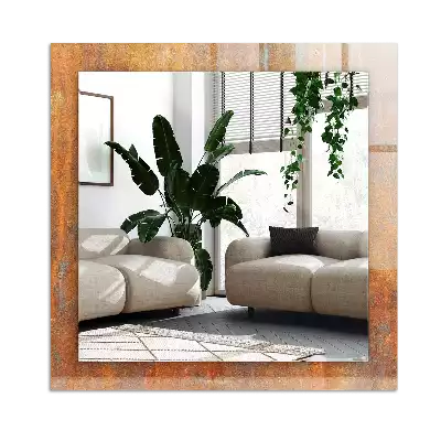 Rektangulär spegel med tryck Rost metallyta