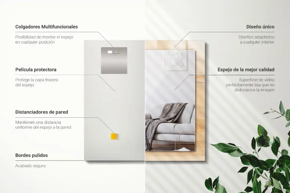 Dekorativ spegel med tryck Träskiva textur