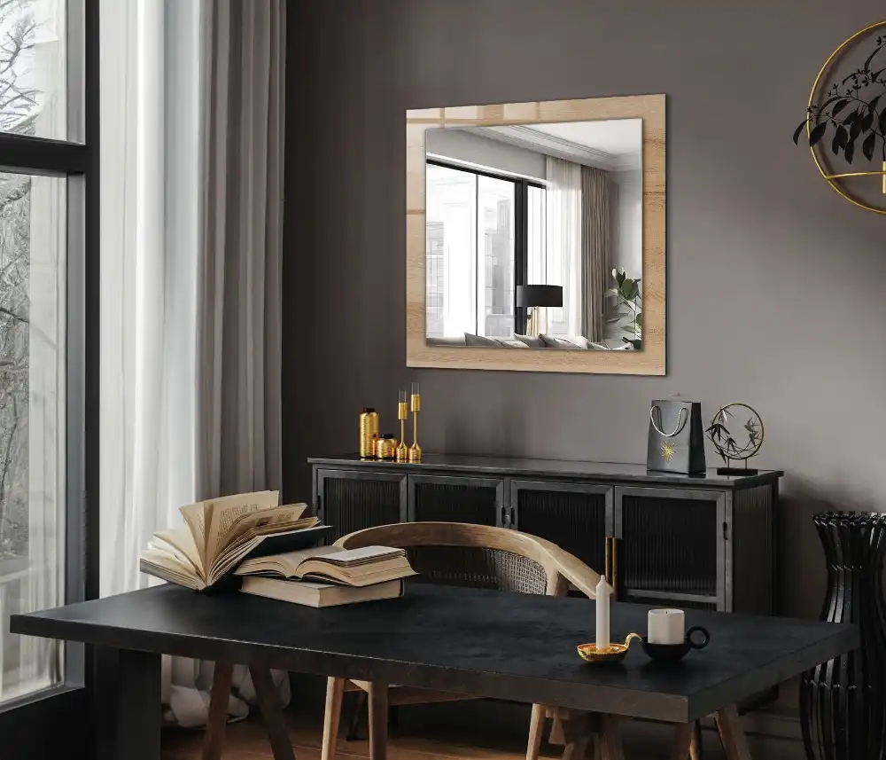 Dekorativ spegel med tryck Träskiva textur