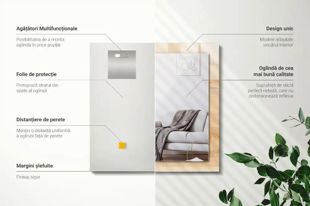 Dekorativ spegel med tryck Träskiva textur