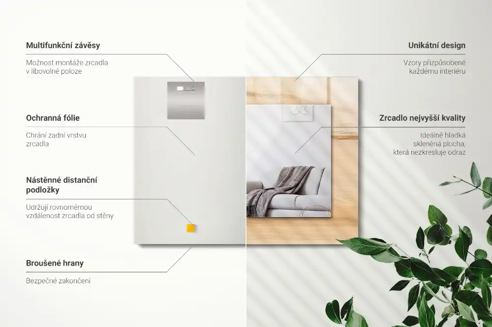 Dekorativ spegel med tryck Träskiva textur