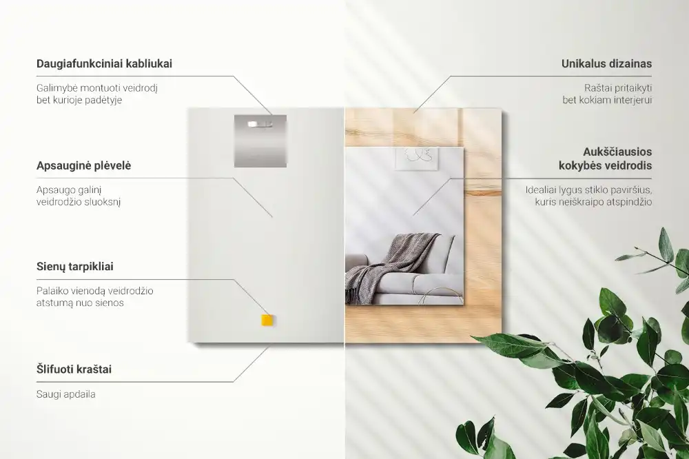 Dekorativ spegel med tryck Träskiva textur