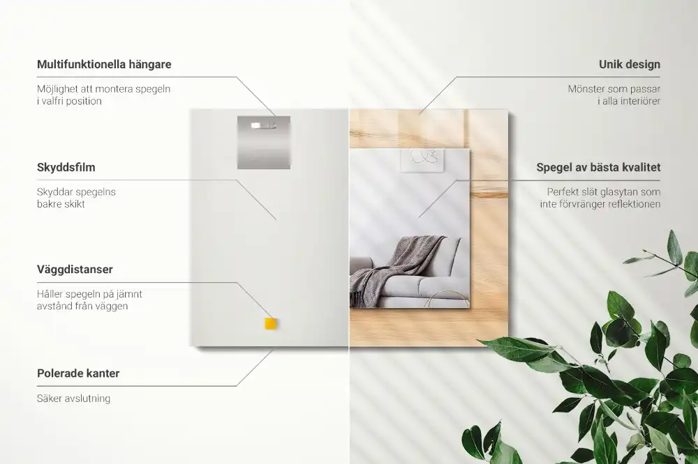 Dekorativ spegel med tryck Träskiva textur