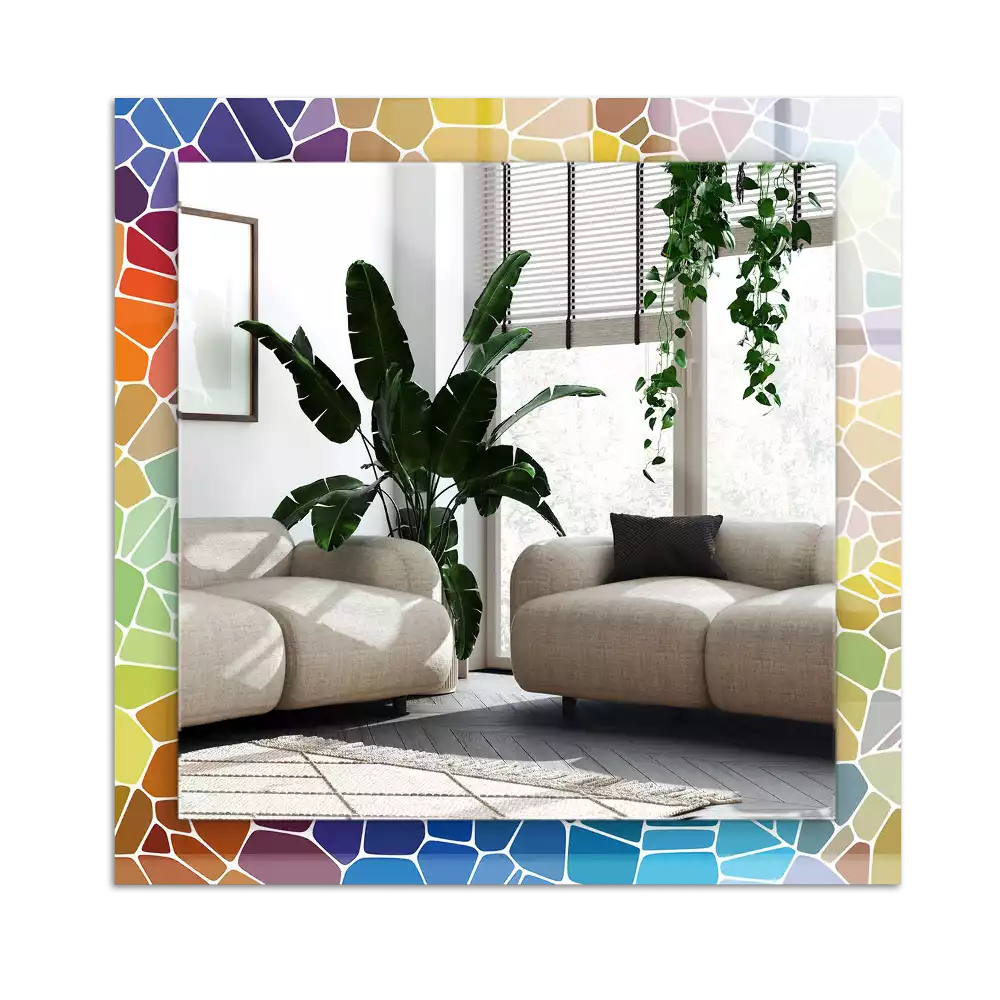 Rektangulär spegel med tryck Färgglad abstrakt mosaik