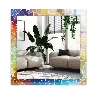 Rektangulär spegel med tryck Färgglad abstrakt mosaik