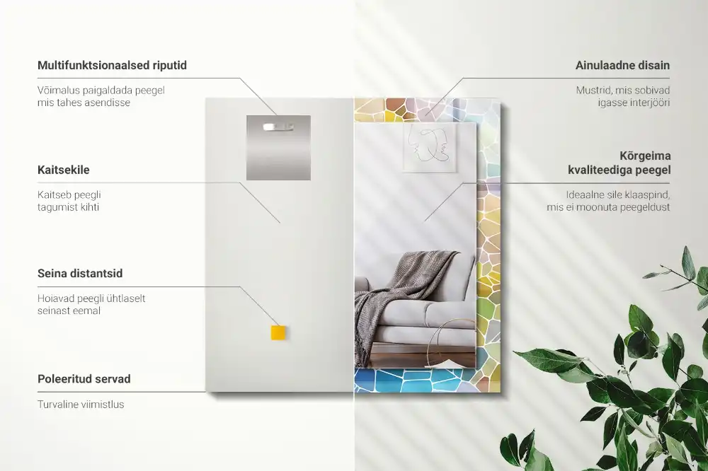 Rektangulär spegel med tryck Färgglad abstrakt mosaik