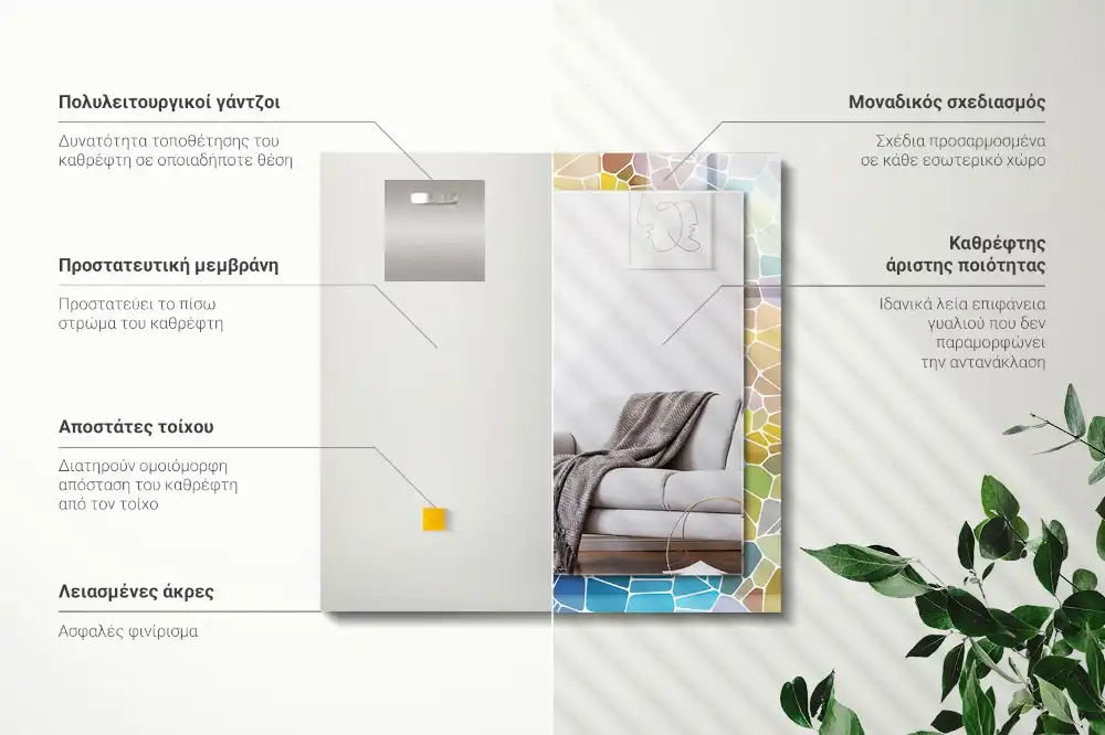 Rektangulär spegel med tryck Färgglad abstrakt mosaik