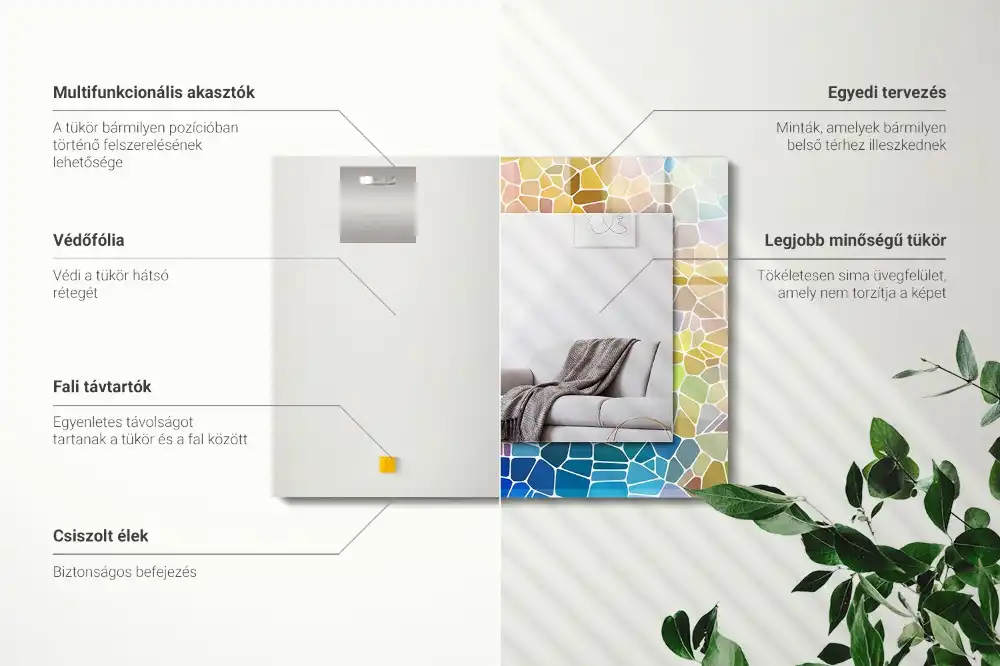 Rektangulär spegel med tryck Färgglad abstrakt mosaik