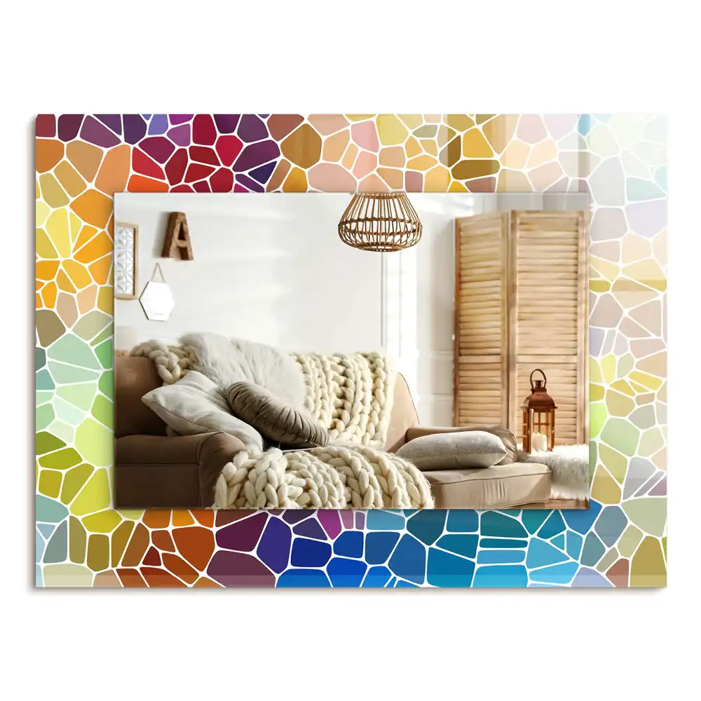 Rektangulär spegel med tryck Färgglad abstrakt mosaik