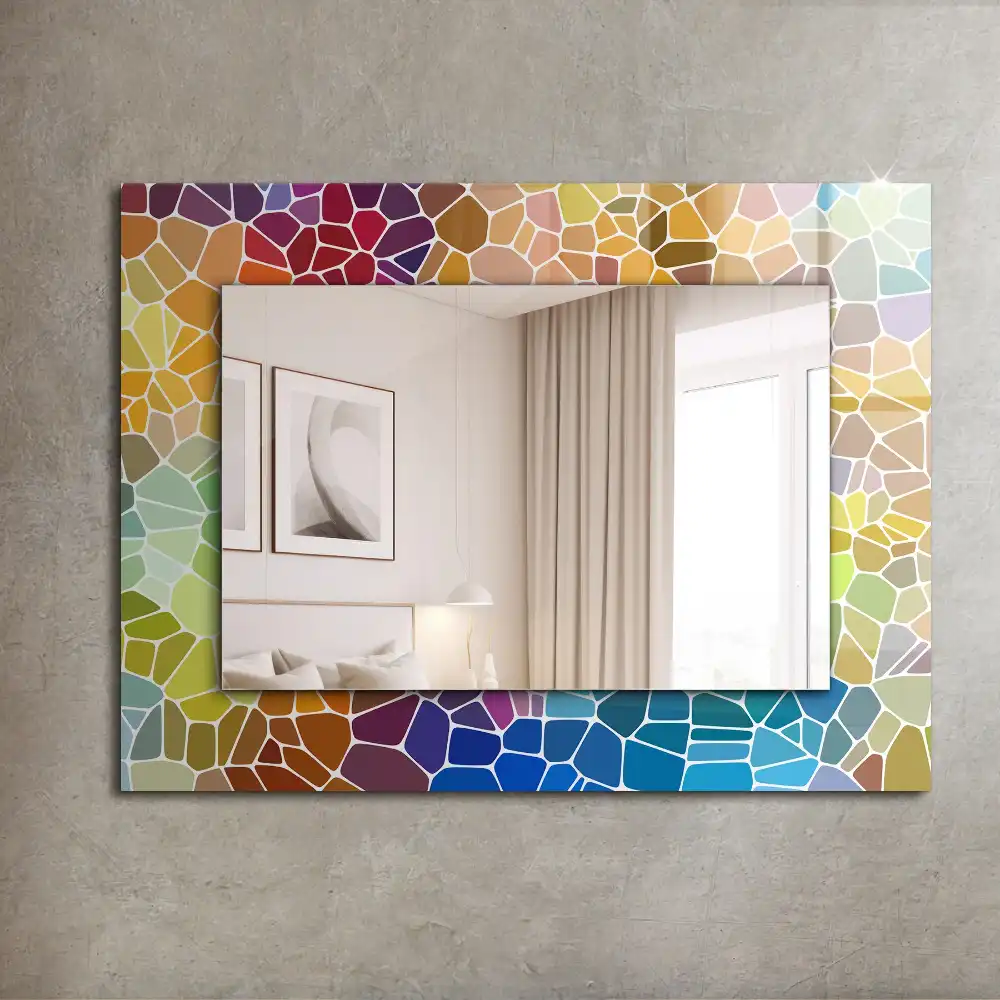 Rektangulär spegel med tryck Färgglad abstrakt mosaik