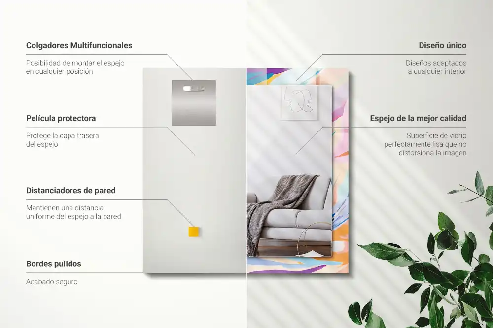 Rektangulär spegel med tryck Abstrakta färgglada streck