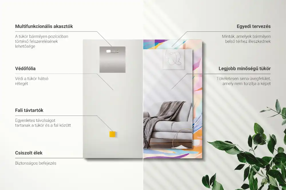 Rektangulär spegel med tryck Abstrakta färgglada streck
