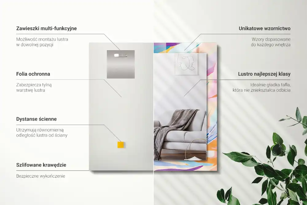 Rektangulär spegel med tryck Abstrakta färgglada streck