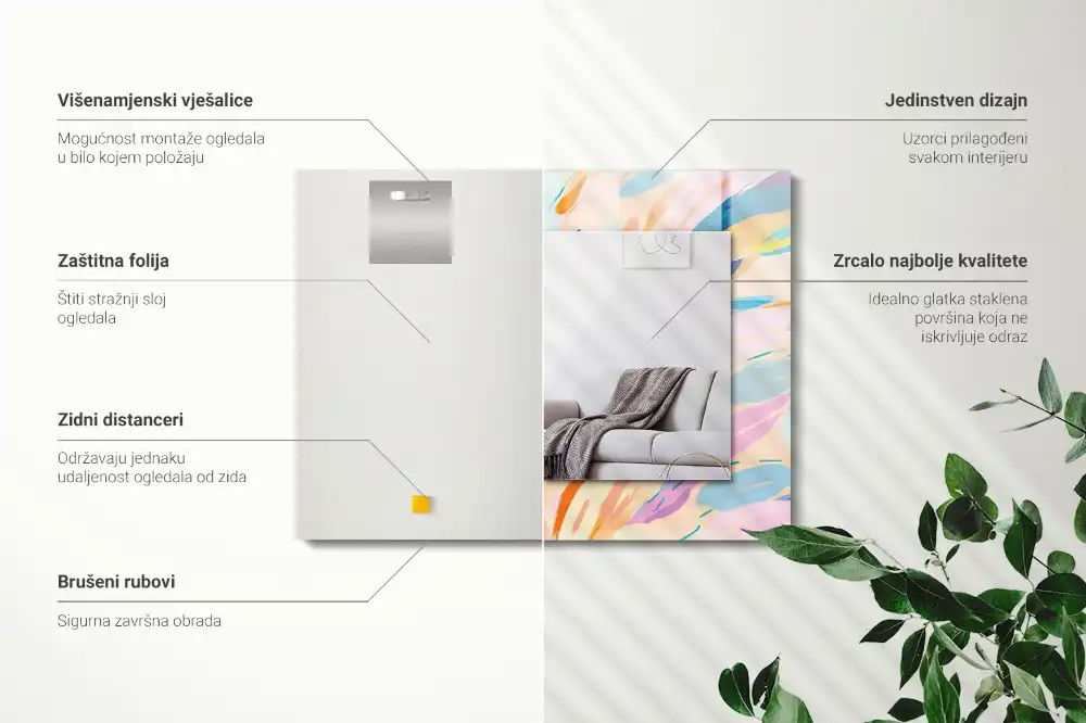 Rektangulär spegel med tryck Abstrakta färgglada streck