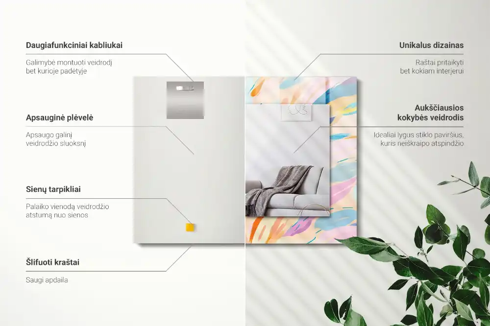 Rektangulär spegel med tryck Abstrakta färgglada streck