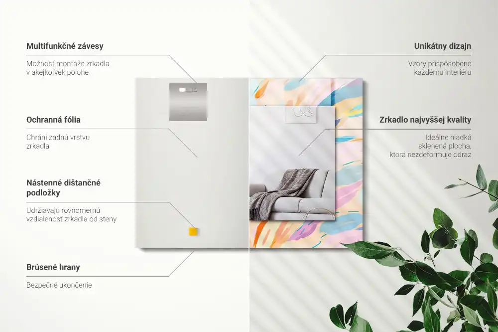 Rektangulär spegel med tryck Abstrakta färgglada streck