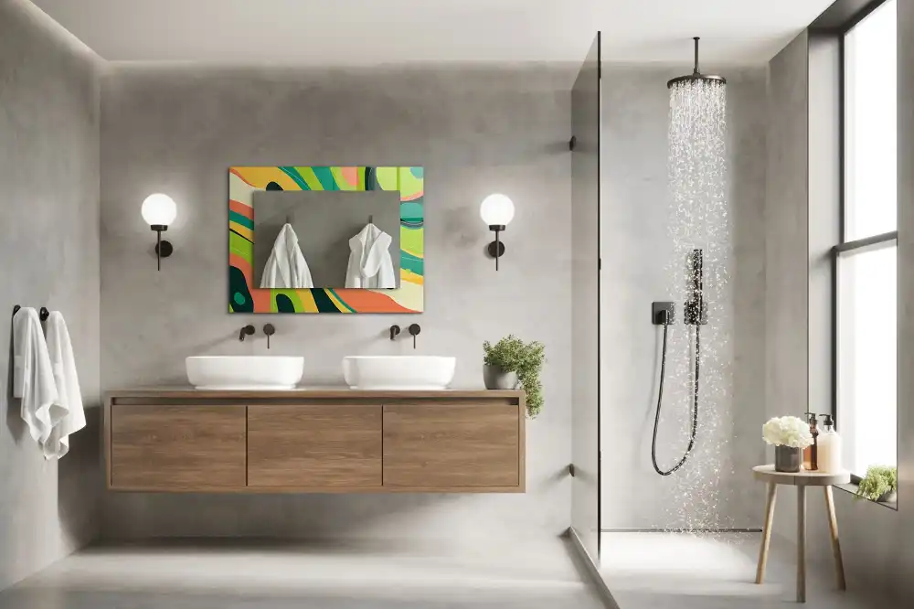 Dekorativ spegel med tryck Abstrakta färgglada mönster