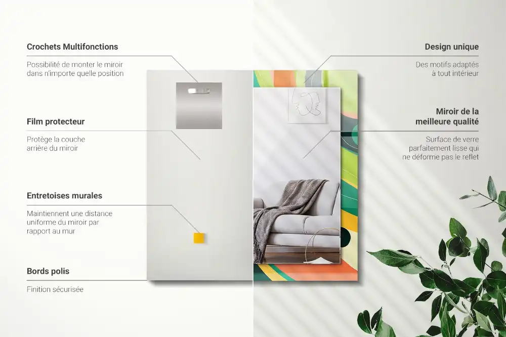 Dekorativ spegel med tryck Abstrakta färgglada mönster