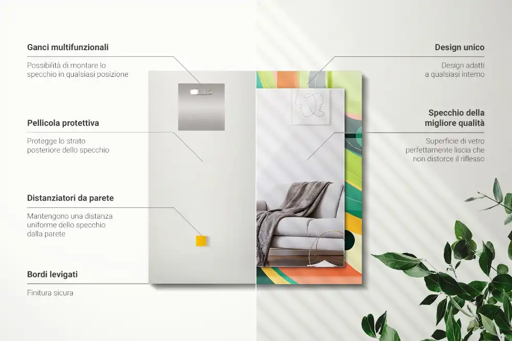 Dekorativ spegel med tryck Abstrakta färgglada mönster