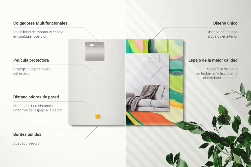 Dekorativ spegel med tryck Abstrakta färgglada mönster