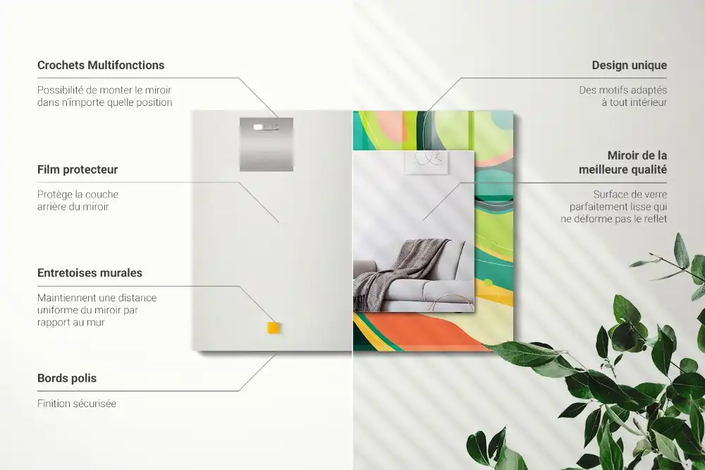 Dekorativ spegel med tryck Abstrakta färgglada mönster