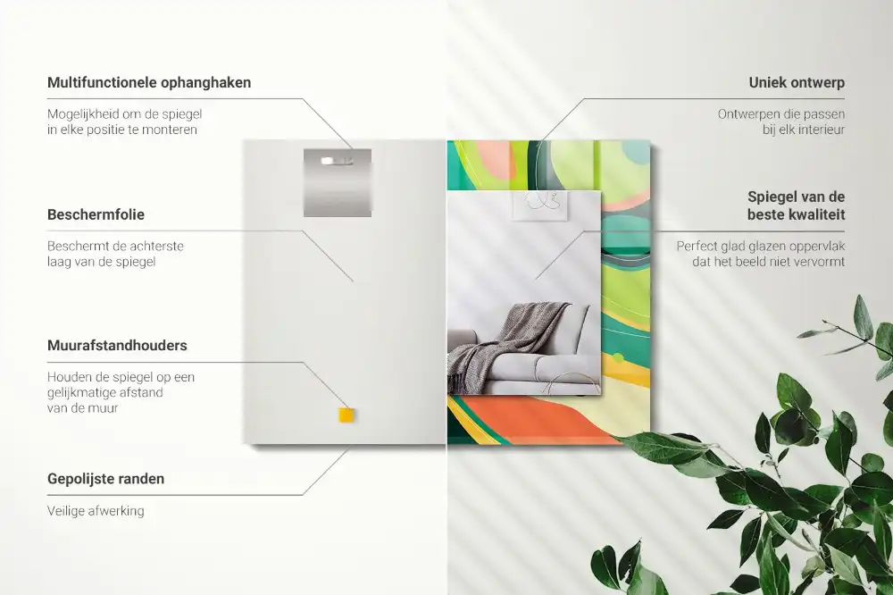 Dekorativ spegel med tryck Abstrakta färgglada mönster