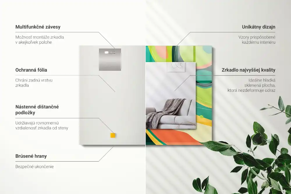 Dekorativ spegel med tryck Abstrakta färgglada mönster