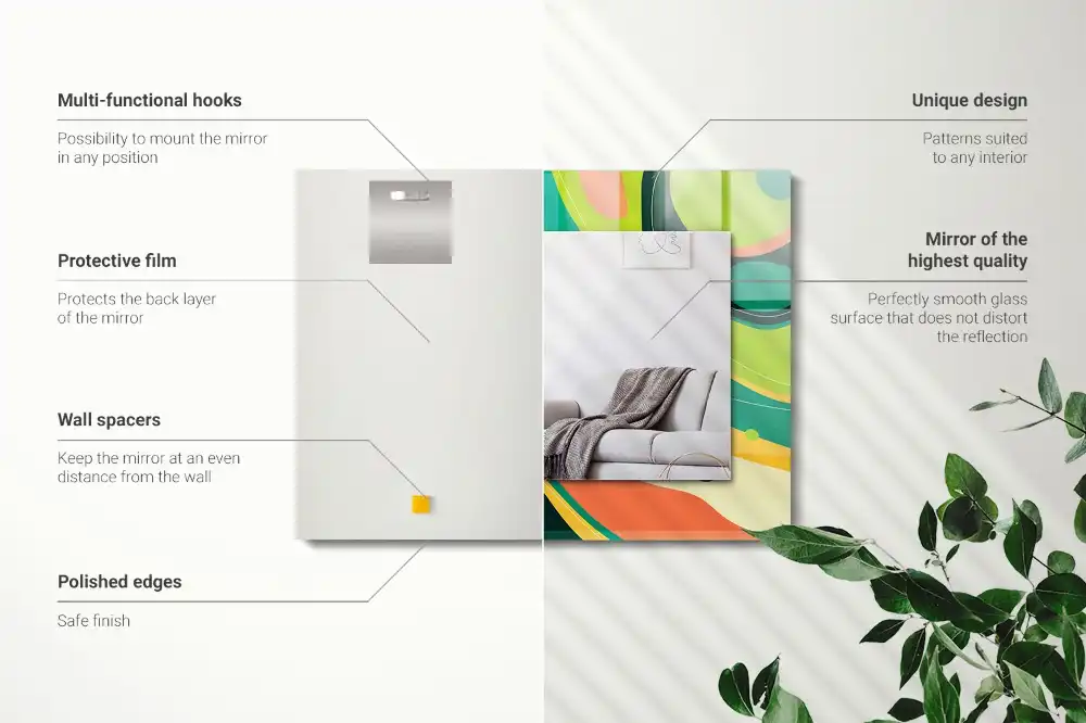 Dekorativ spegel med tryck Abstrakta färgglada mönster