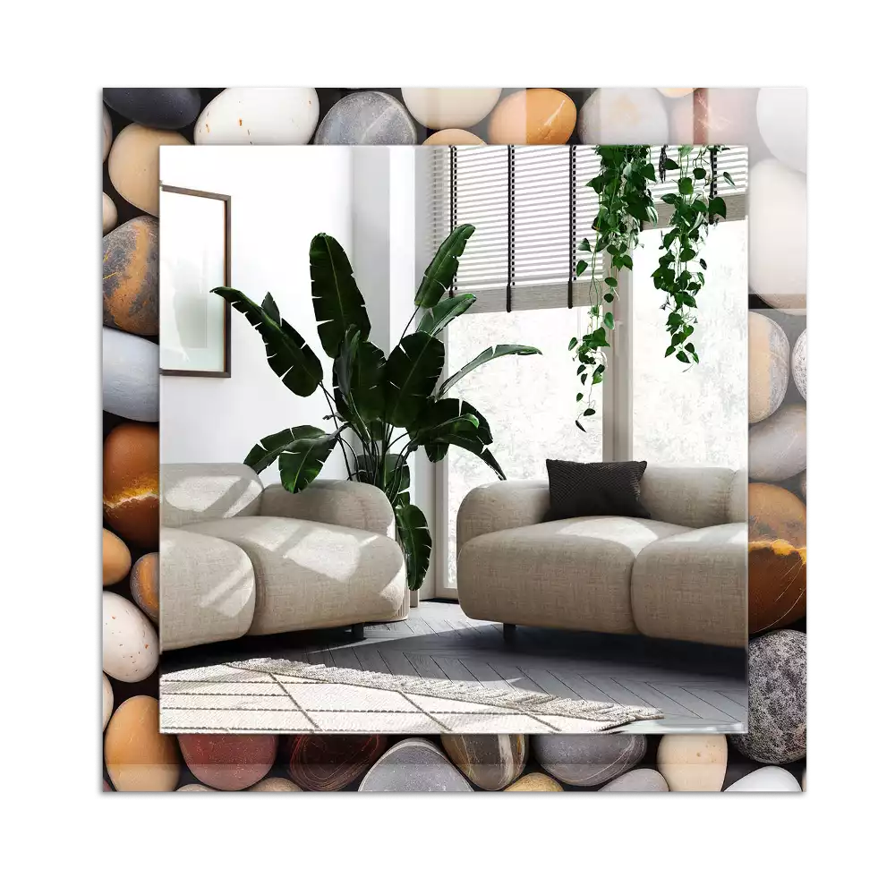 Dekorativ spegel med tryck Färgglada släta stenar