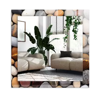 Dekorativ spegel med tryck Färgglada släta stenar