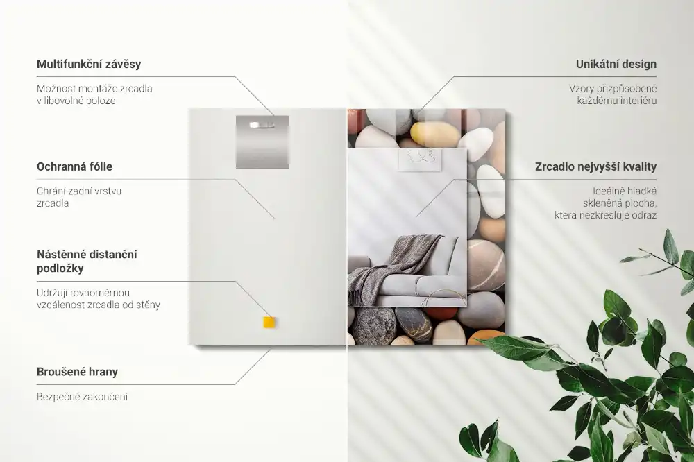 Dekorativ spegel med tryck Färgglada släta stenar