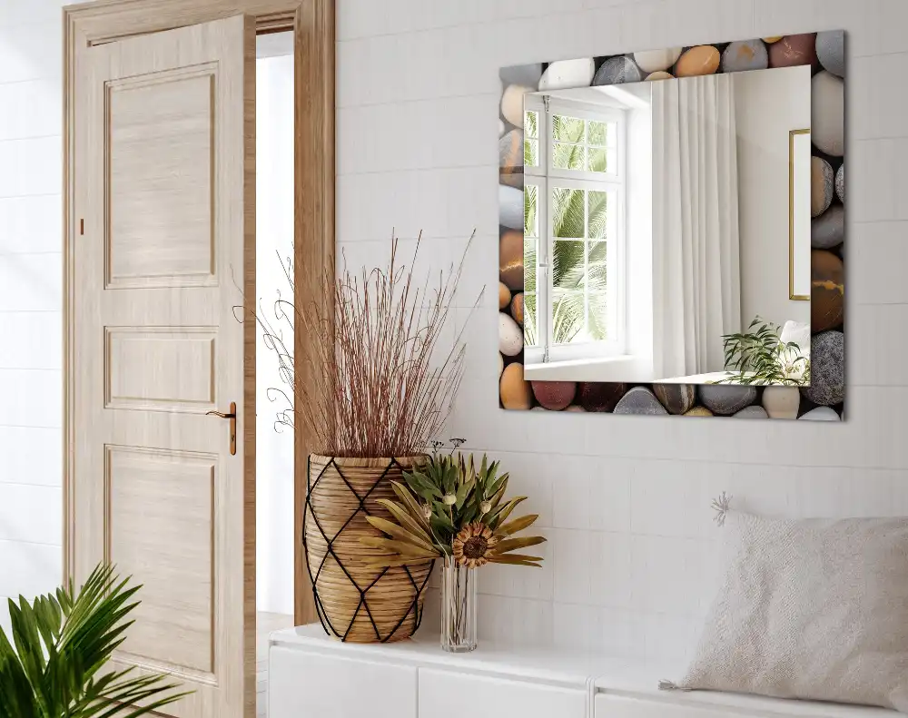 Dekorativ spegel med tryck Färgglada släta stenar