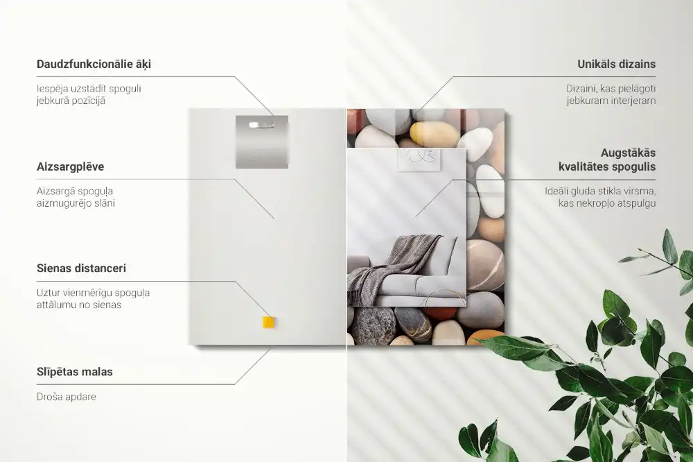 Dekorativ spegel med tryck Färgglada släta stenar