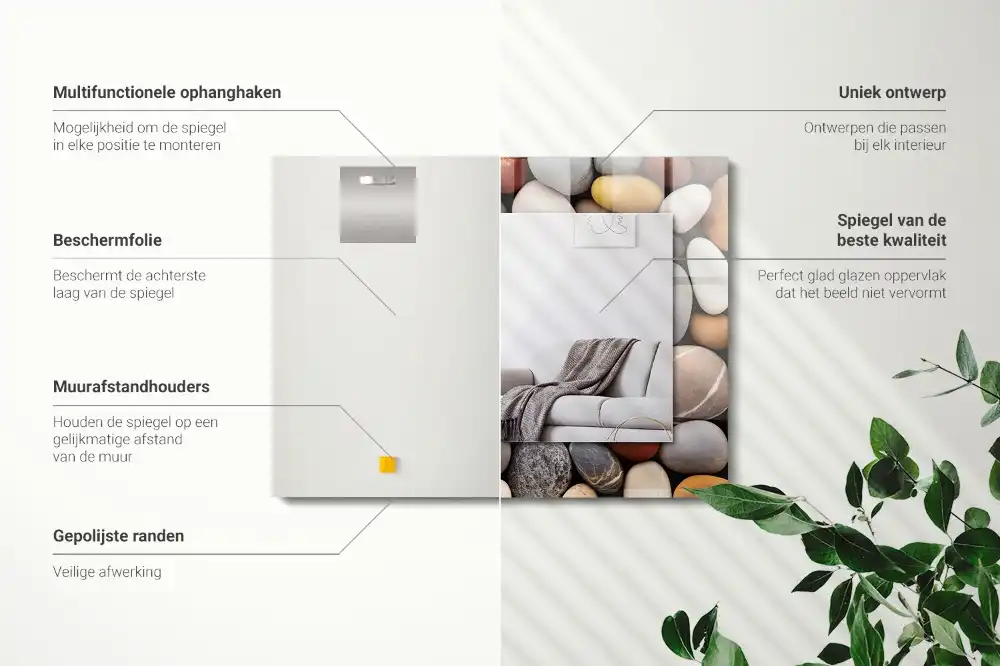 Dekorativ spegel med tryck Färgglada släta stenar