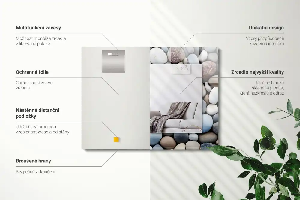 Rektangulär spegel med tryck Färgglada släta stenar