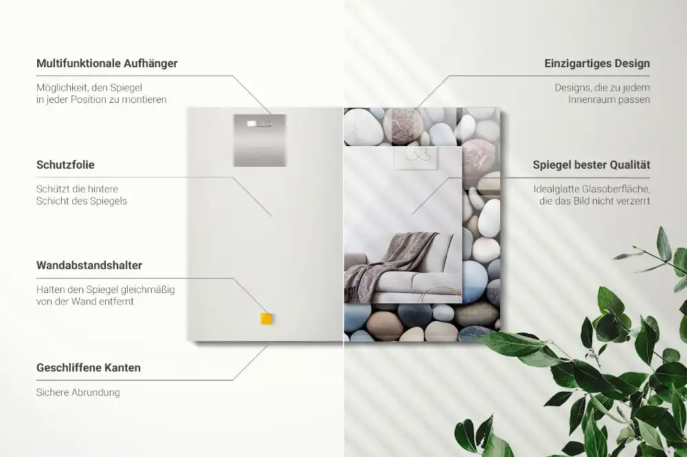 Rektangulär spegel med tryck Färgglada släta stenar