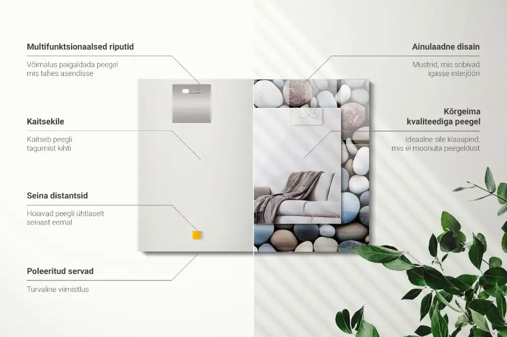 Rektangulär spegel med tryck Färgglada släta stenar